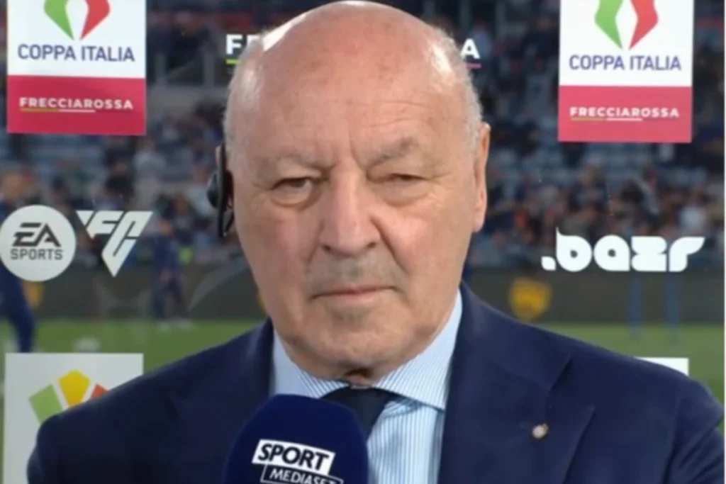 Beppe Marotta, Presidente dell'Inter, durante un'intervista ai microfoni in occasione di una partita di Coppa Italia