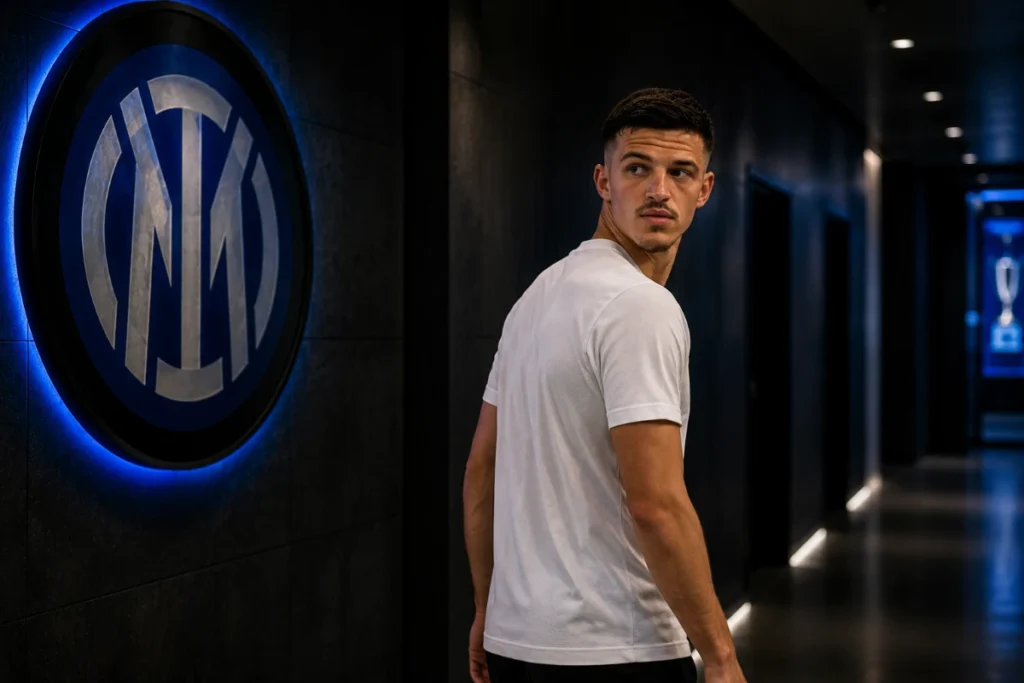 Tarik Muharemovic nella sede dell'Inter