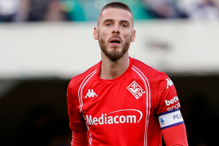 David De Gea, portiere della Fiorentina, durante una partita di Serie A con fascia da capitano