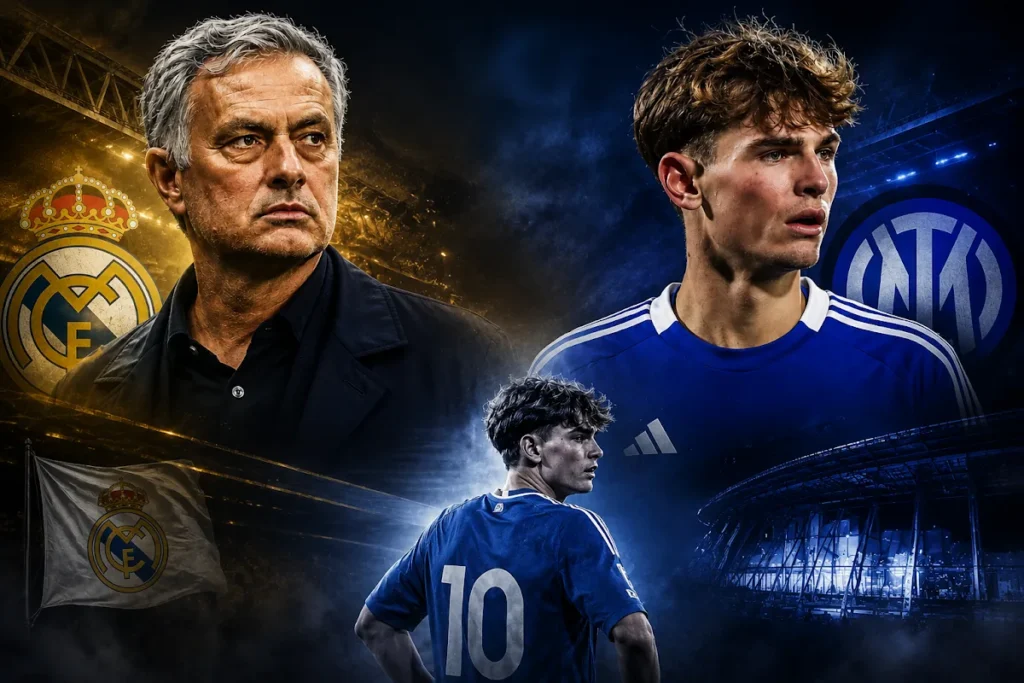 José Mourinho al Real Madrid con Nico Paz dell'Inter in maglia nerazzurra numero 10