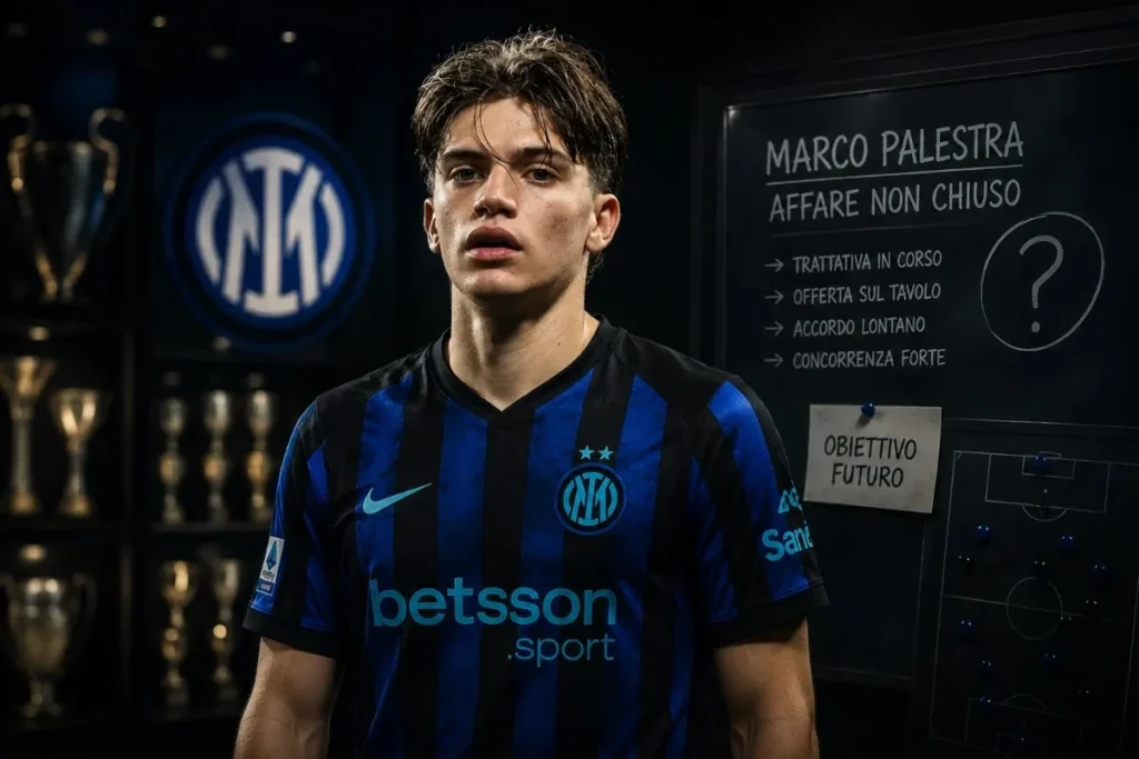 Marco Palestra in maglia Inter con logo betsson durante una sessione di valutazione al centro sportivo nerazzurro