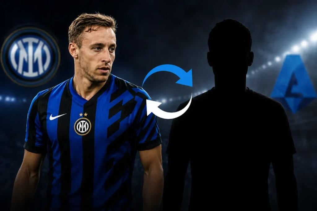 Frattesi in maglia Inter con possibile trasferimento in vista, grafica di mercato