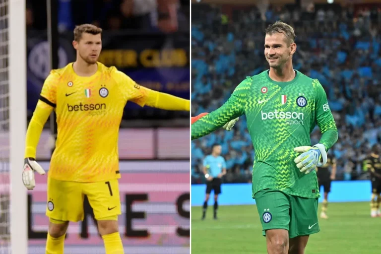 Due portieri dell'Inter: a sinistra Martinezin maglia gialla, a destra Provedel in maglia verde